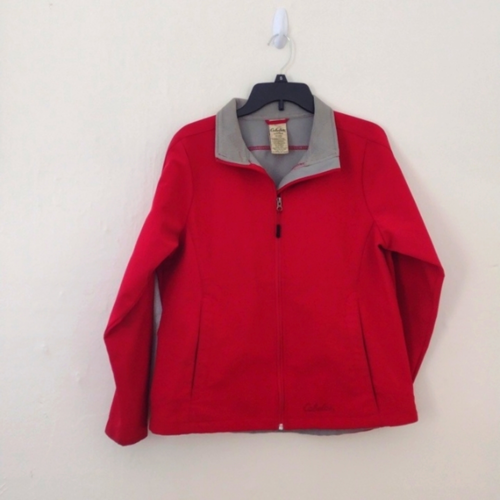 Cabela's Red Full Zip Fleece Lined Mid Weight Jacket Size L